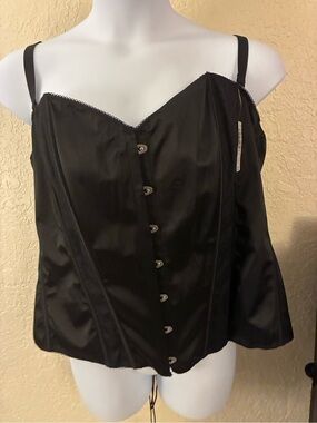 torrid Black Satin Corset Tank with Front Hooks